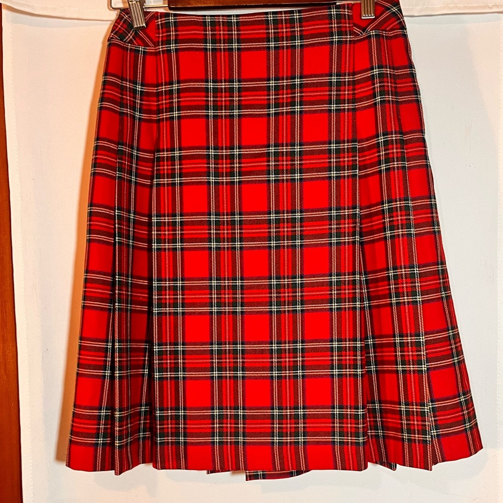 Vintage Pendleton Plaid Pleated 100% Wool Skirt